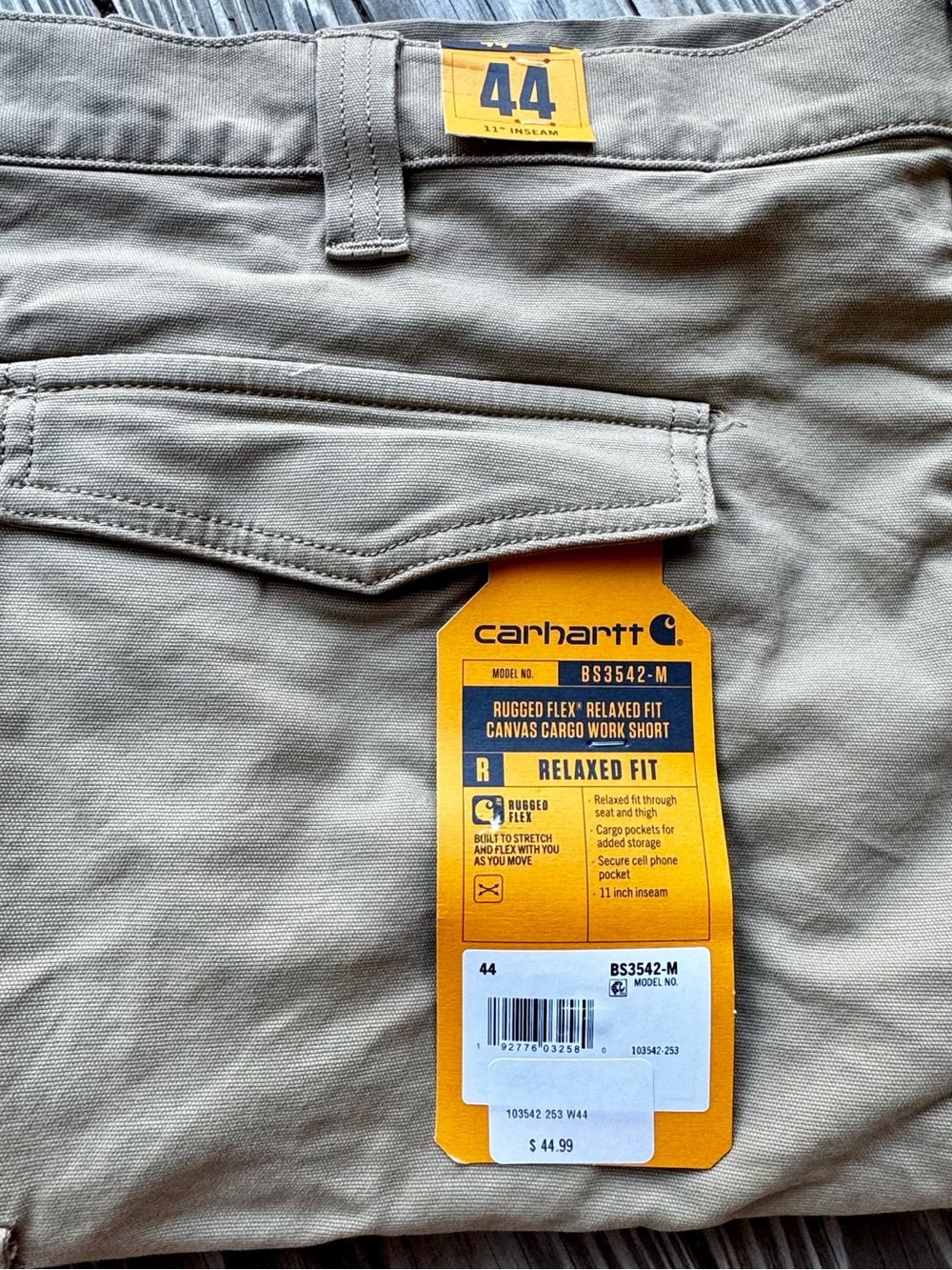 Men’s Carhartt Tan Canvas Cargo Shorts Size 44